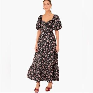 Tuckernuck | Hyacinth House Floral Midi Black Dress - size M